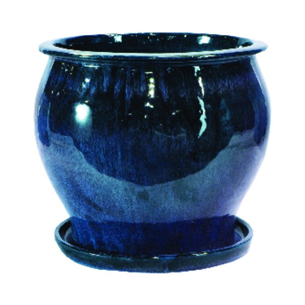 Lees Pottery Trendspot 7 in. H X 8 in. D Ceramic Pot Blue DB10021-08D